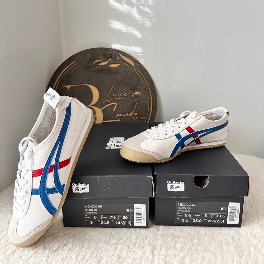 Onitsuka Tiger by Asics Mexico 66 White with Blue and Red Stripes
